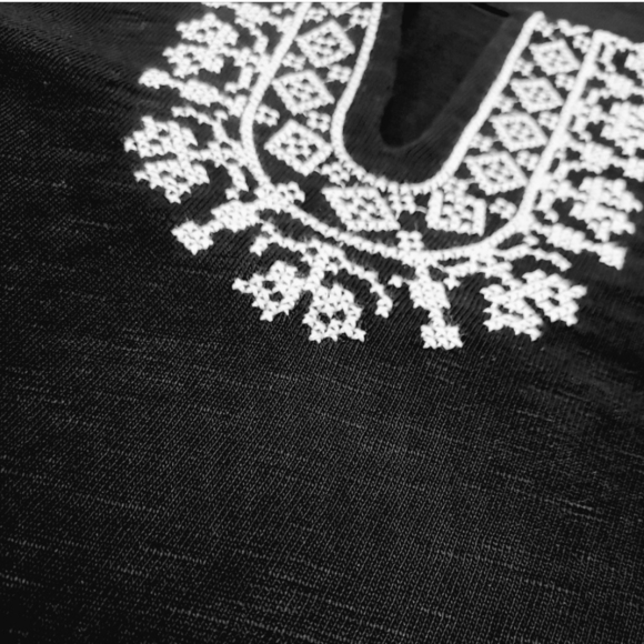 Talbots Embroidered Dress Black White Size Large - Picture 5 of 16